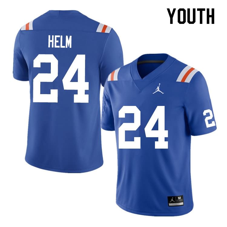 Youth NCAA Florida Gators Avery Helm #24 Stitched Authentic Nike Blue Throwback College Football Jersey VZN7465ZO